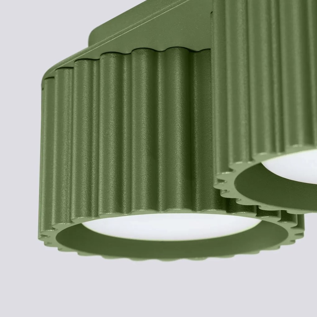 Plafon dwupunktowy AURA 2 zielony oliwkowy GX53 ryflowany SOLLUX  LIGHTING