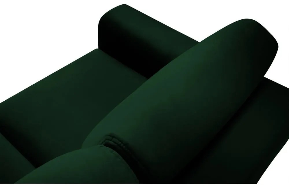 Zielony aksamitny rozkładany/ze schowkiem narożnik Kyoto – Cosmopolitan Design