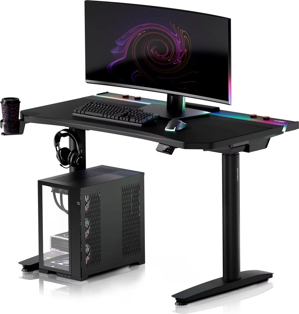 Biurko gamingowe elektryczne RGB Diablo X-Forge, 120x70 cm, czarne