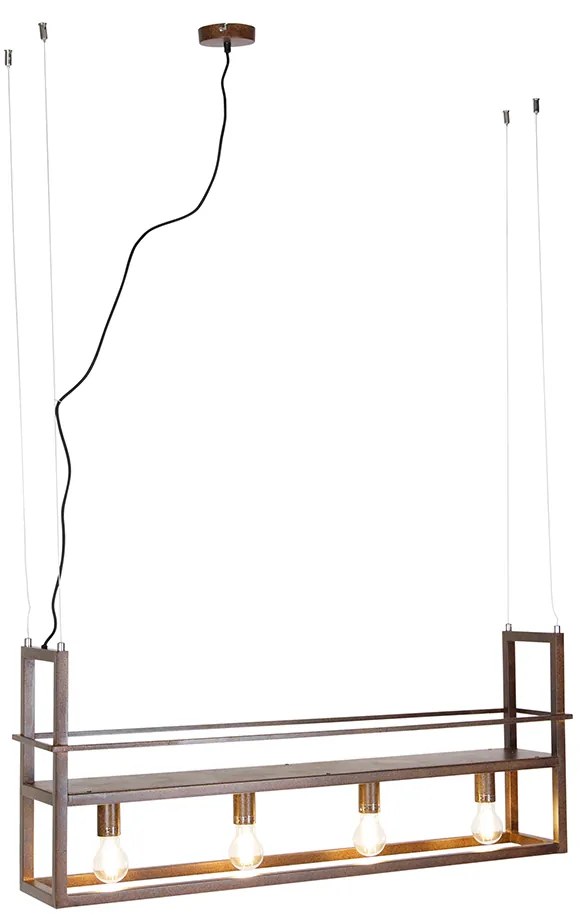 Inteligentna lampa wisząca rdzawo-brązowa z półką, w tym 4 Wi-Fi A60 - Cage RackPrzemysłowy Oswietlenie wewnetrzne