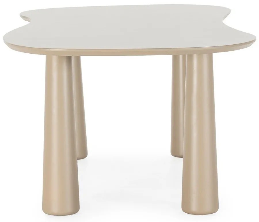 Beżowy stolik z blatem z drewna sosnowego 110x220 cm Nahia – MOME