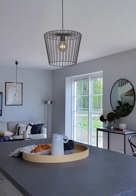 Czarna industrialna lampa wisząca druciana - 7X S565 F8-M09