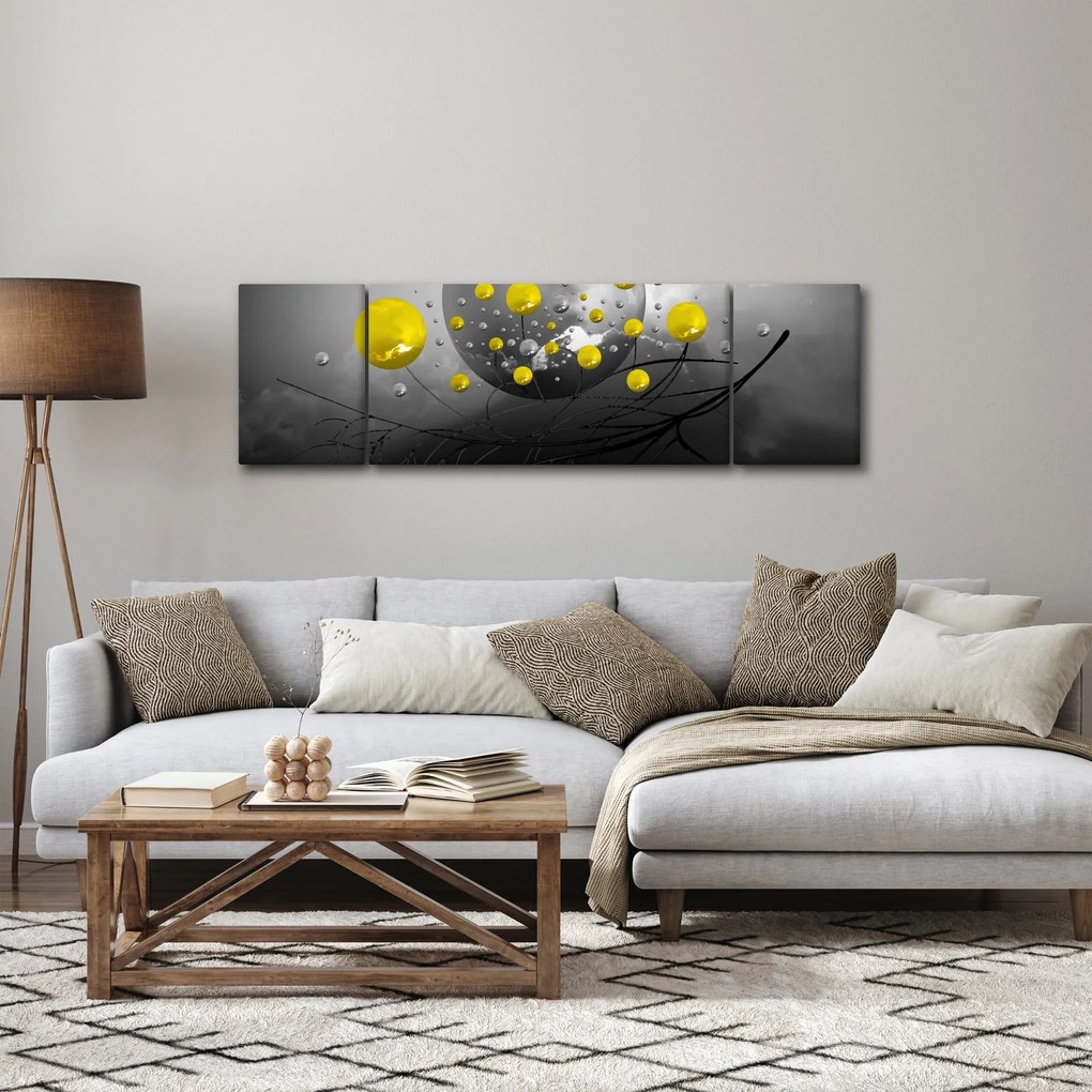 Obraz - żółte abstrakcyjne kule (170x50 cm)