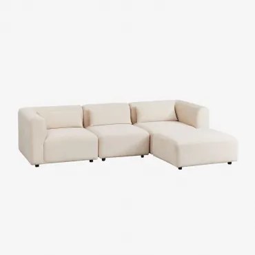 Sofa Modułowy 3-częściowy Z Pufem Fogler Sztruks Beż Lniany - Sklum