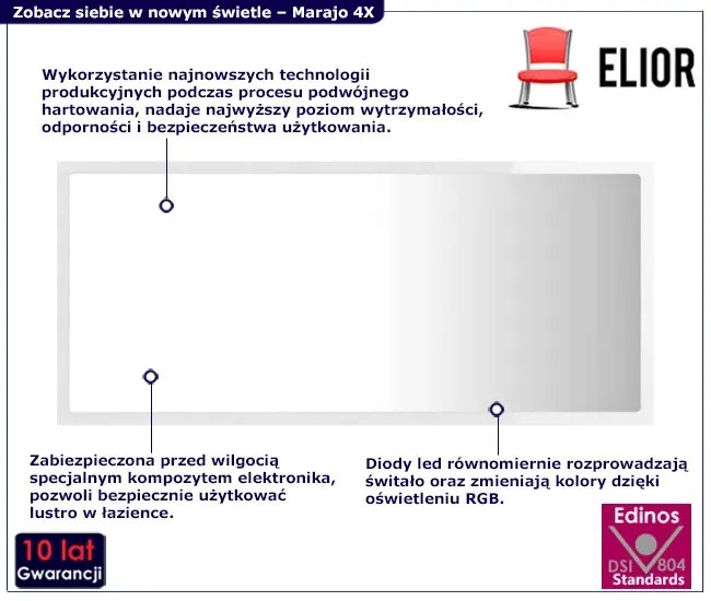 Nowoczesne białe lustro w połysku LED M2-T26