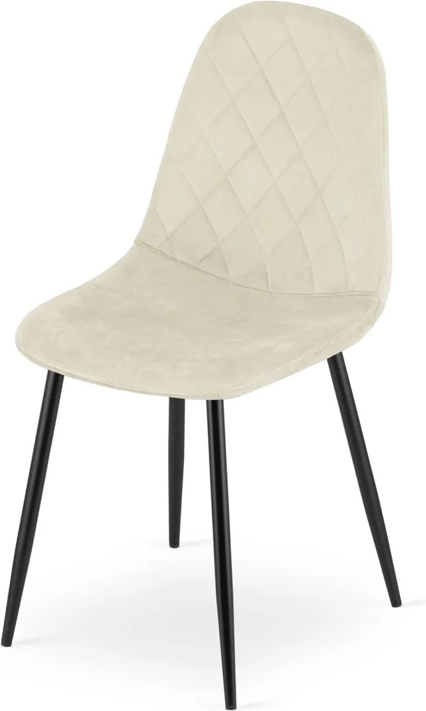 Beżowe welurowe krzesło ASTI z czarnymi nogami