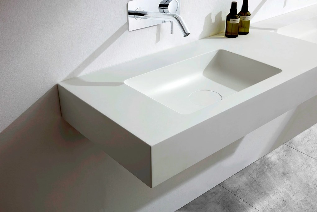 Podwójna umywalka ścienna BA8015 z odlewu mineralnego