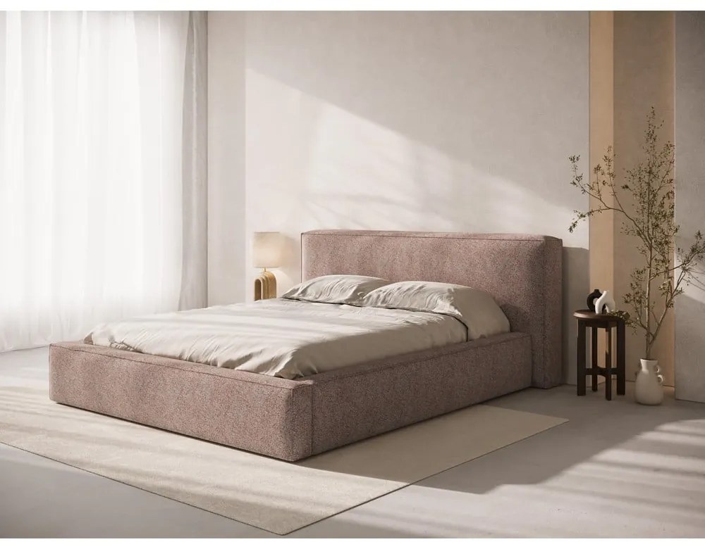 Jasnoróżowy tapicerowany zagłówek 209x100 cm Olivia – Micadoni