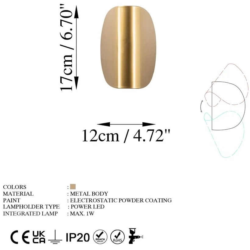 Kinkiet LED w kolorze złota Heybe – Opviq lights