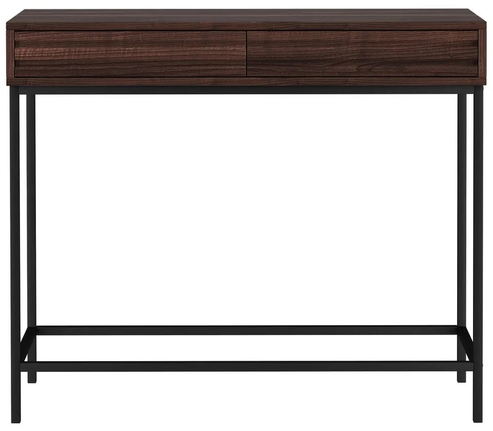 Ciemnobrązowa konsola z blatem w dekorze orzecha 35x90 cm Celine – Støraa