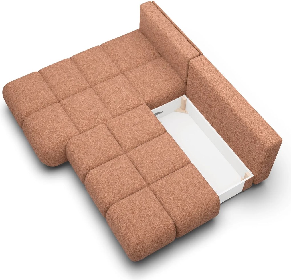 Masseno Narożnik CORSO z funkcją spania i pojemnikiem na pościel Narozniki L, Rozkładana sofa - Ceglasty, NOW OR NEVER 54