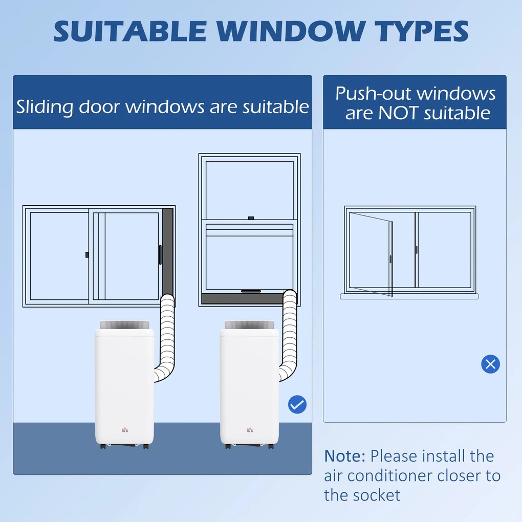 HOMCOM Przenośny klimatyzator 1250 W z 5 trybami i timerem 24h, 35,5x35x70 cm, biały | Aosom PL