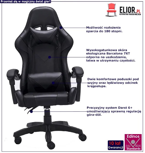 Czarne obrotowe krzesło gamingowe T5-W42