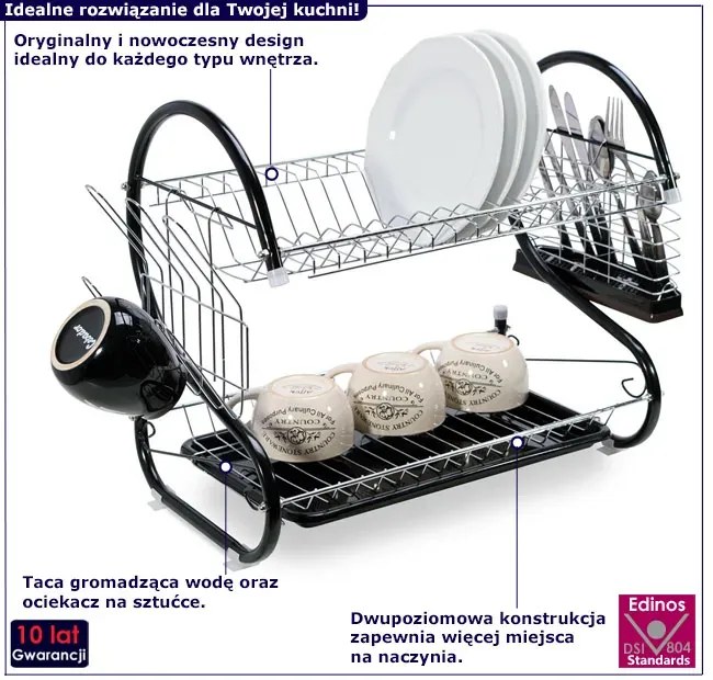 Nowoczesna Dwupoziomowa Suszarka Do Naczyń T3-K37