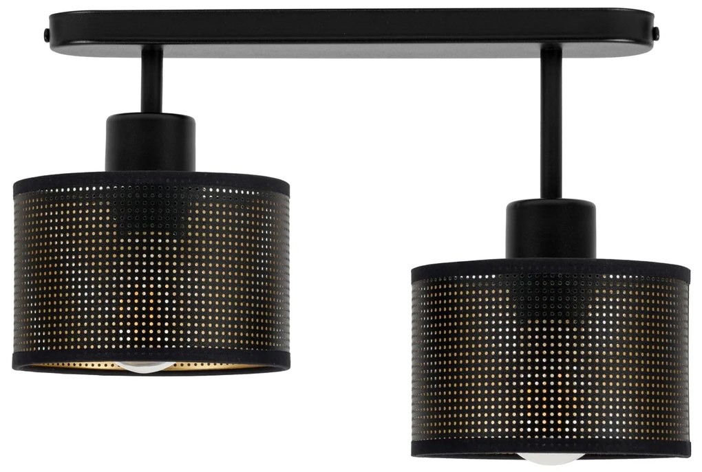 Lampa sufitowa czarna dwupunktowa z czarnymi abażurami B-3306SC-SC E27