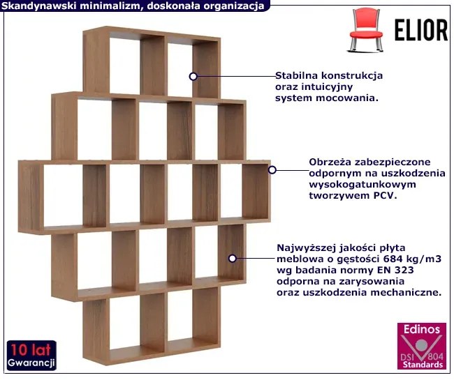 Minimalistyczny regał wiszący lub stojący w kolorze orzech - Devios