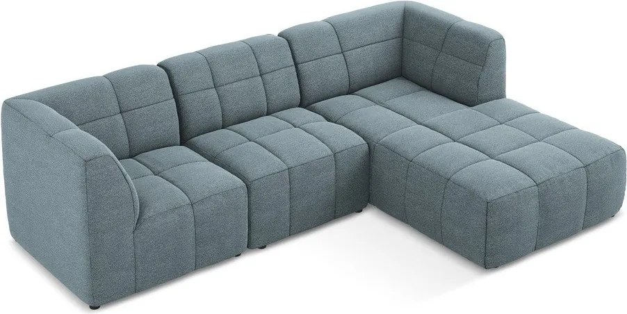 Niebieski narożnik z materiału bouclé (prawostronny/z szezlongiem) Aloha – Makamii