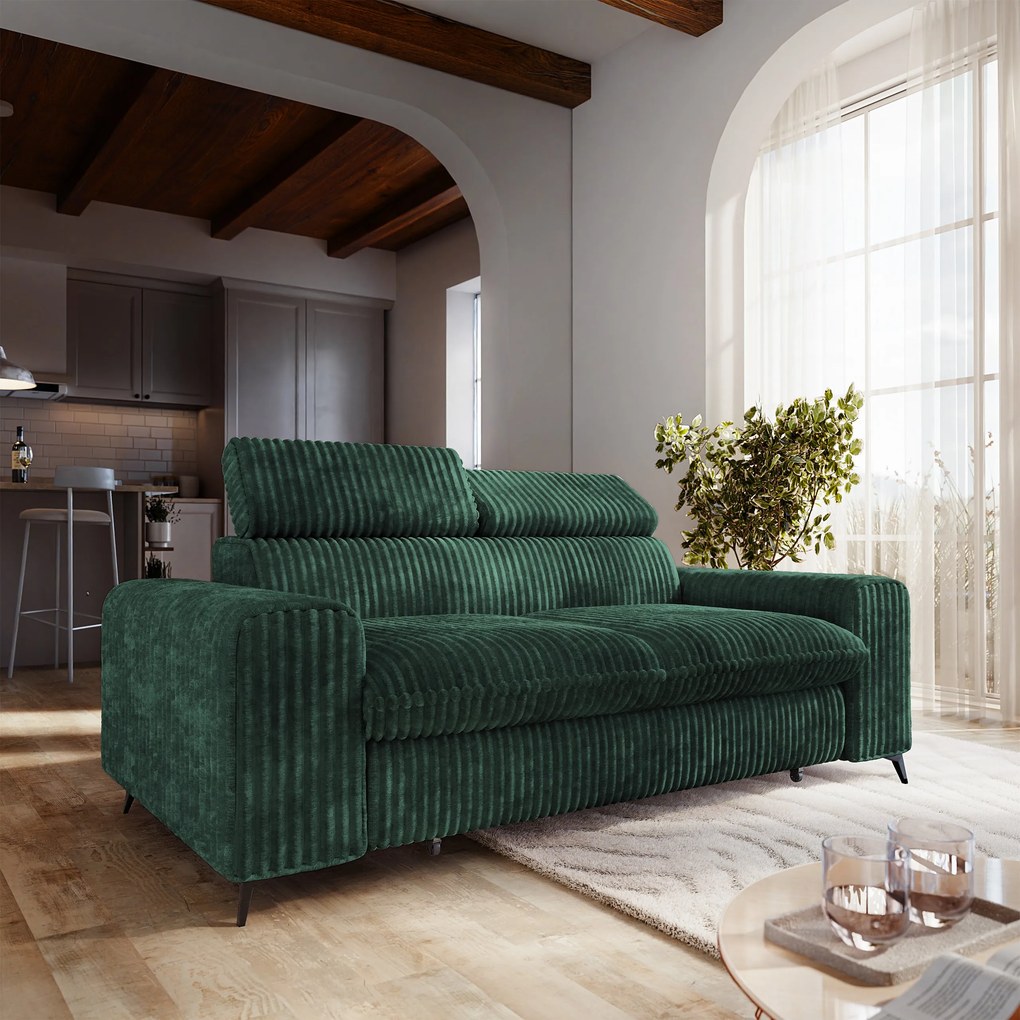 Masseno Sofa BENETE z funkcją spania - Butelkowa zieleń - TILIA 39