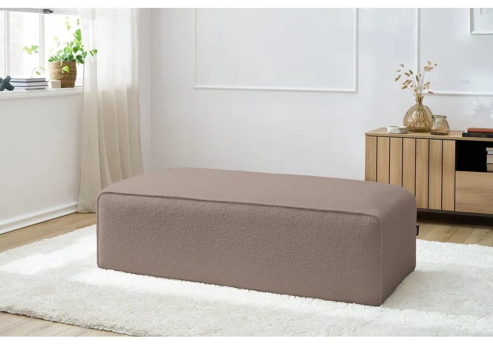 Brązowy podnóżek modułowy z materiału bouclé Megeve – Bobochic Paris