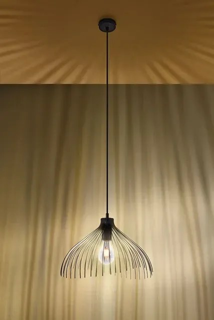 Czarna lampa wisząca z drucianym kloszem - EX583 N4-Z01