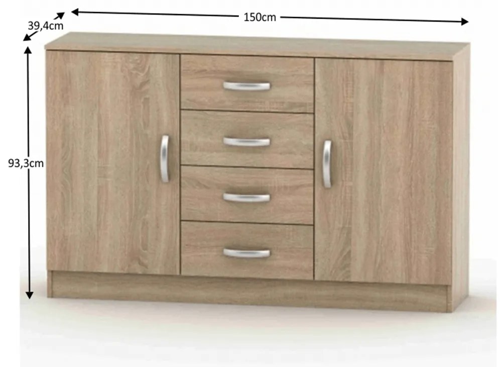 Komoda BETTY 2, dąb sonoma