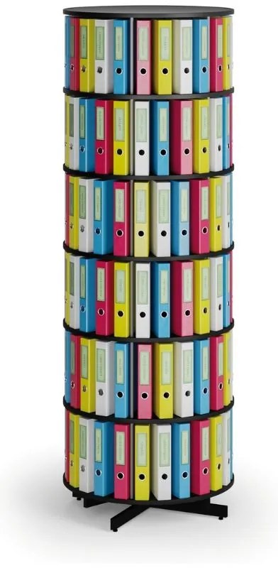 Regał obrotowy na segregatory, 6 półki, czarny