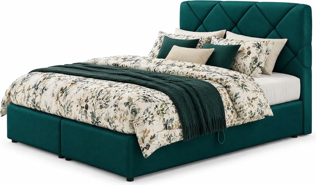 Łóżko z pikowanym zagłówkiem w kolorze morskim 4 rozmiary S2-Z81