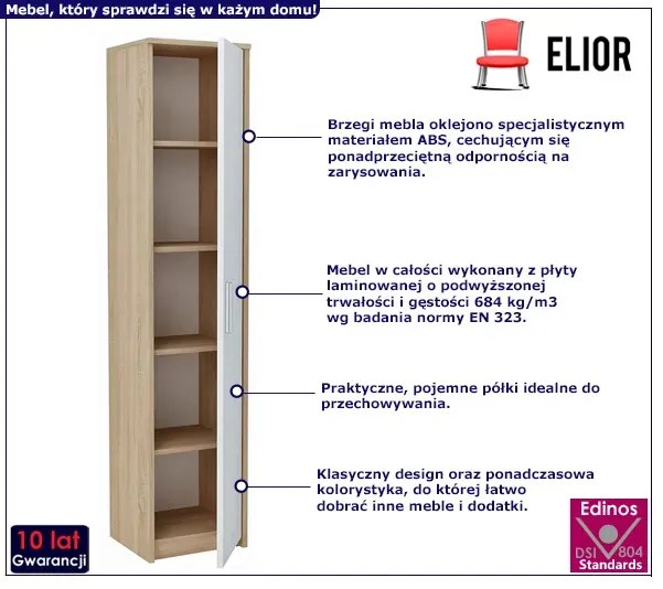 Skandynawski regał z drzwiczkami dąb sonoma + biały Invell