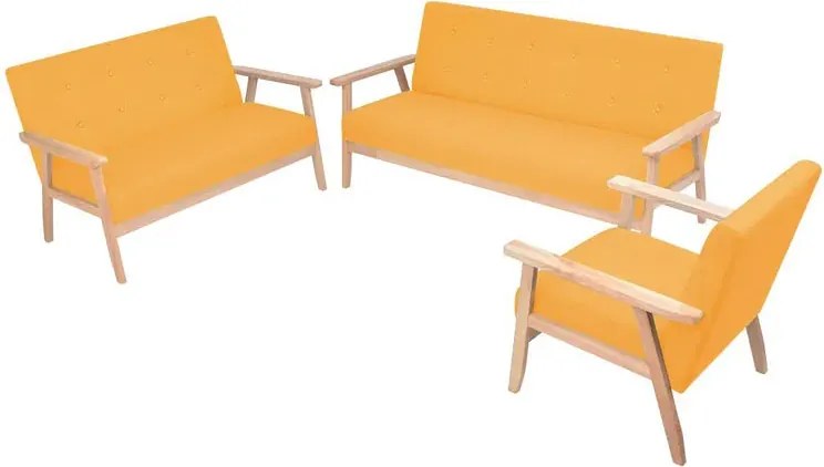 Żółty trzyczęściowy zestaw wypoczynkowy w stylu vintage P9-B86