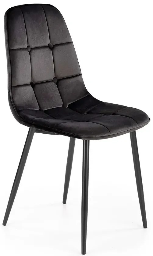 Czarne welurowe krzesło z pikowaniem ZannoT6-Z14