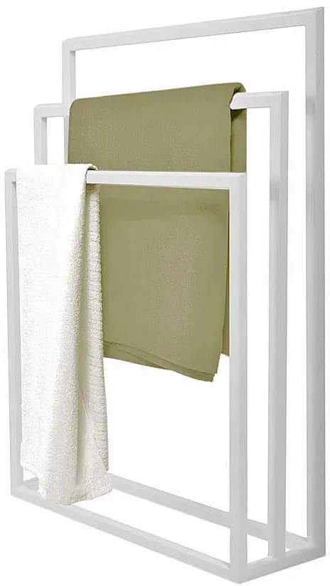 Potrójny biały stojący wieszak na ręczniki R8-Z72