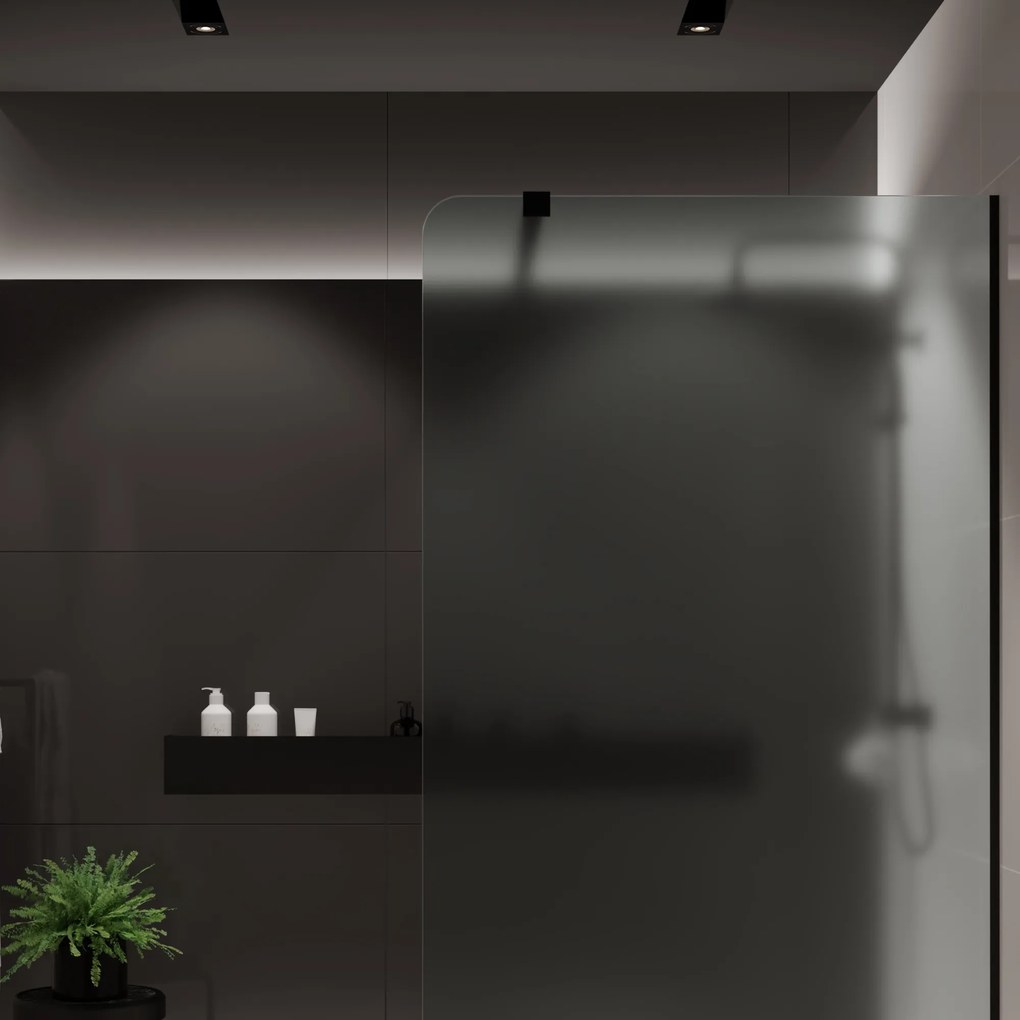 Ścianka prysznicowa Walk-in szkło satynowe matowe 8 mm MOLIS Satin Round MASSI I Różne rozmiary : Kolor profili kabiny - złoty szczotkowany, Szerokość ścianki - 100 cm, Typ montażu - WALK in FIX (Do ściany)