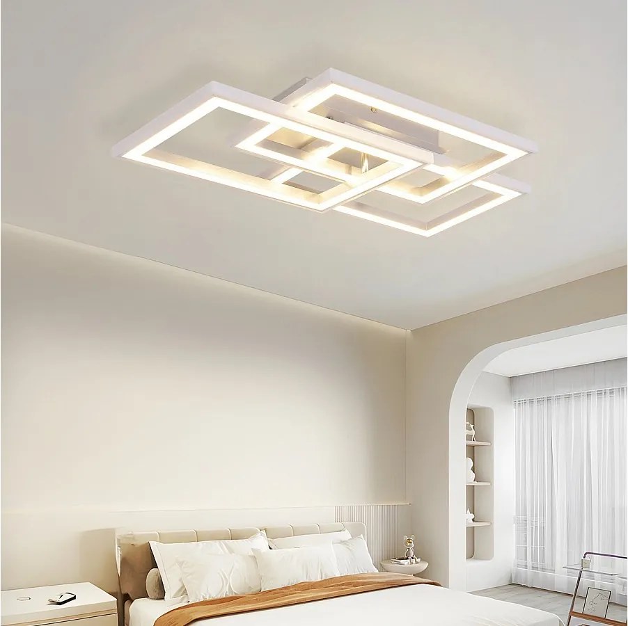 NETTLIFE lampa sufitowa LED RGB z możliwością przyciemniania nowoczesna lampa do sypialni z pilotem 45W geometryczna do salonu jadalni