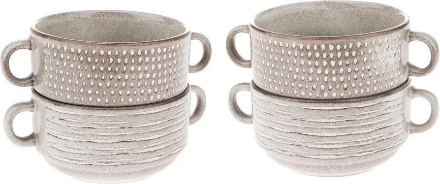 Jasnobrązowe ceramiczne miski zestaw 4 szt. na zupę 470 ml – Dakls