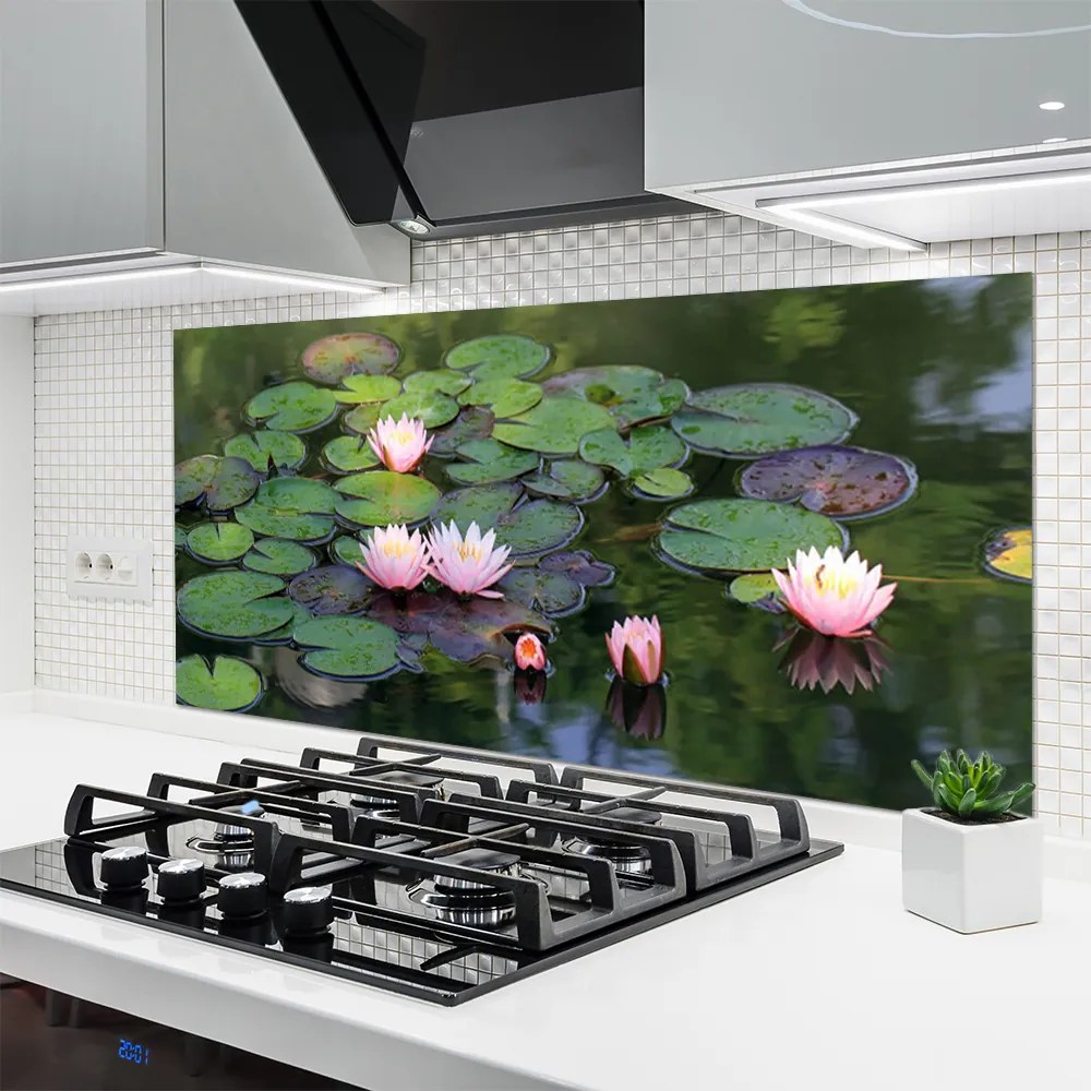 Panel Szklany Subtelna Lilia na Wodzie