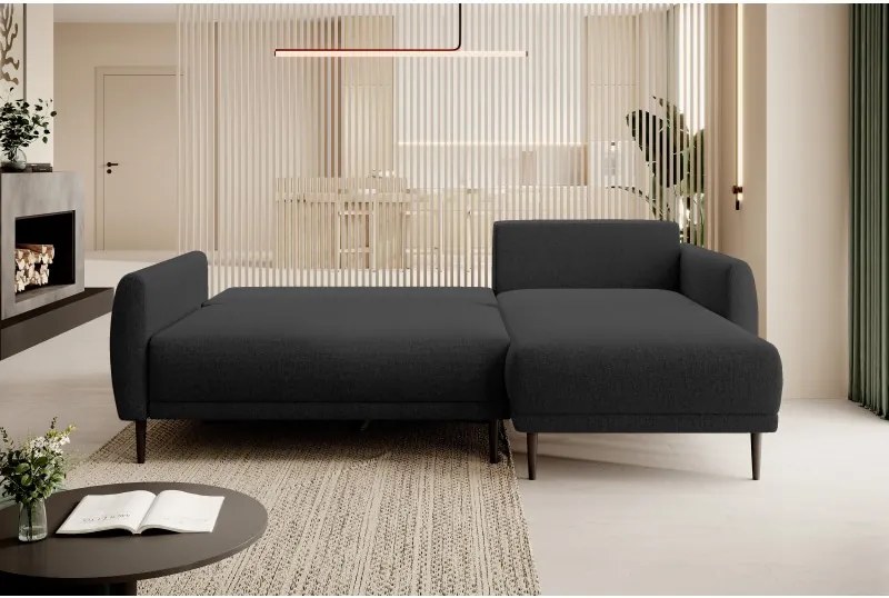 Narożnik BONO z funkcją spania Drewniane nóżki Eleganckie podłokietniki Głębokie siedzisko Prawa strona Barrel 99