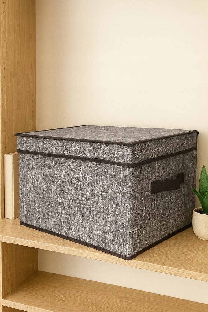 Organizer tekstylny Granatowy 50x40x30 cm pokrywka pudełko do domu salonu