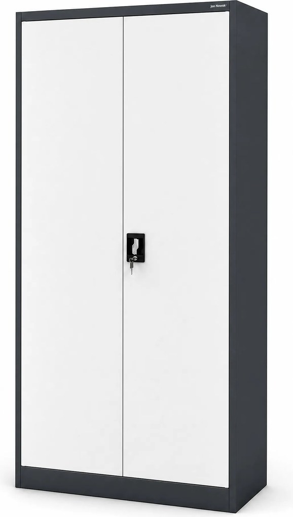 Szafa metalowa ze schowkiem antracytowo-biała: TOMASZ, 900 x 1850 x 450 mm