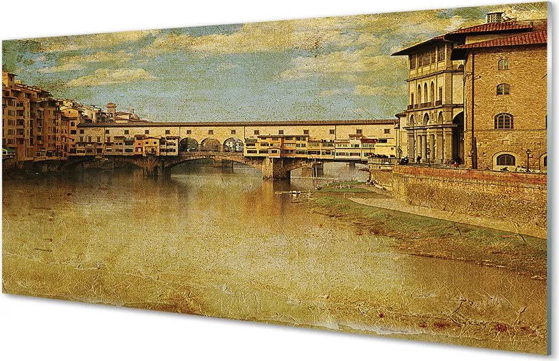 Panel szklany do Kuchni Architektura Włoskich Mostów