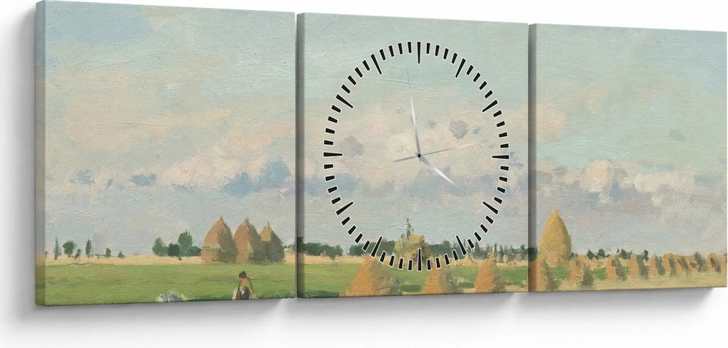 Obraz - Camille Pissarro, Landscape, Ile de France, reprodukcje (z zegarem) (90x30 cm)