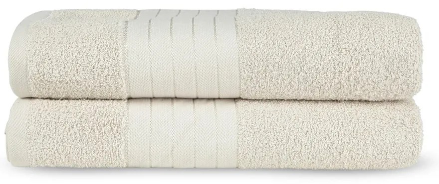 Beżowe bawełniane ręczniki kąpielowe frotte zestaw 2 szt. 70x140 cm – Good Morning