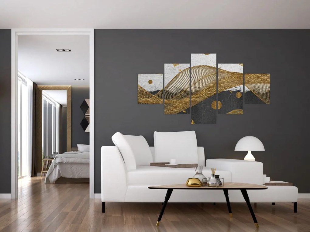 Obraz - Złote piórka (125x70 cm)
