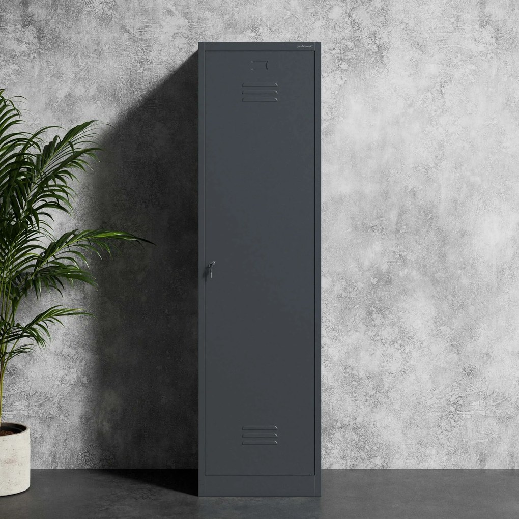 Szafa gospodarcza metalowa wąska antracytowa, 500x1850x500 mm: AGNES