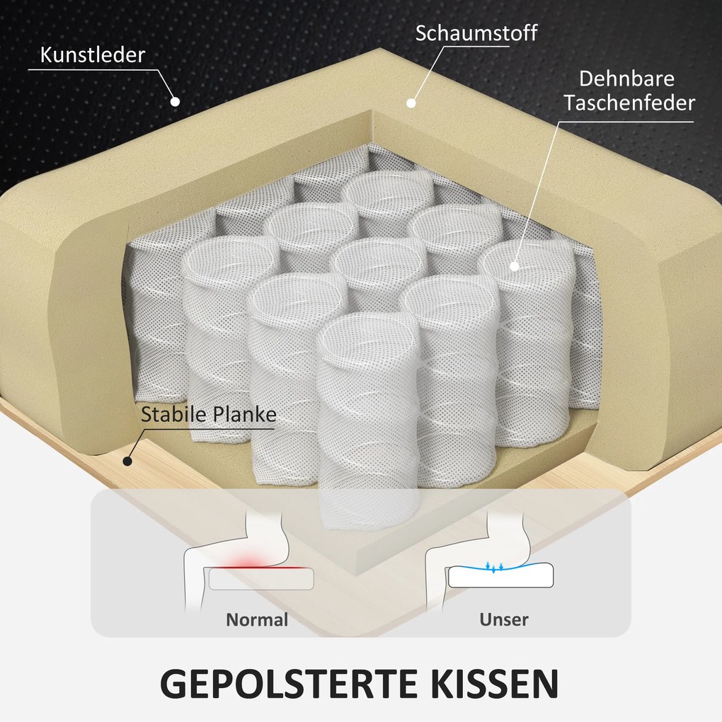 HOMCOM Fotel Relaksacyjny z Podnóżkiem, Regulowany Fotel, Obicie z Skóry Ekologicznej, Fotel z Odchylanym Oparciem, Czarny