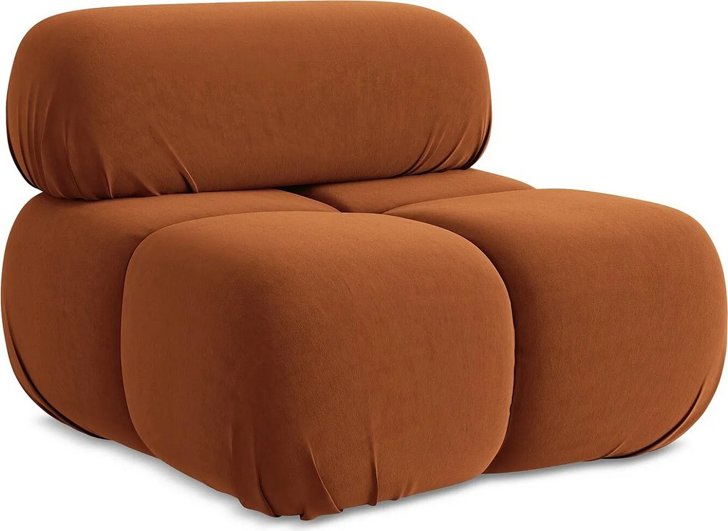 Fotel - z tkaniny welwetowej - terakota - LOKUA