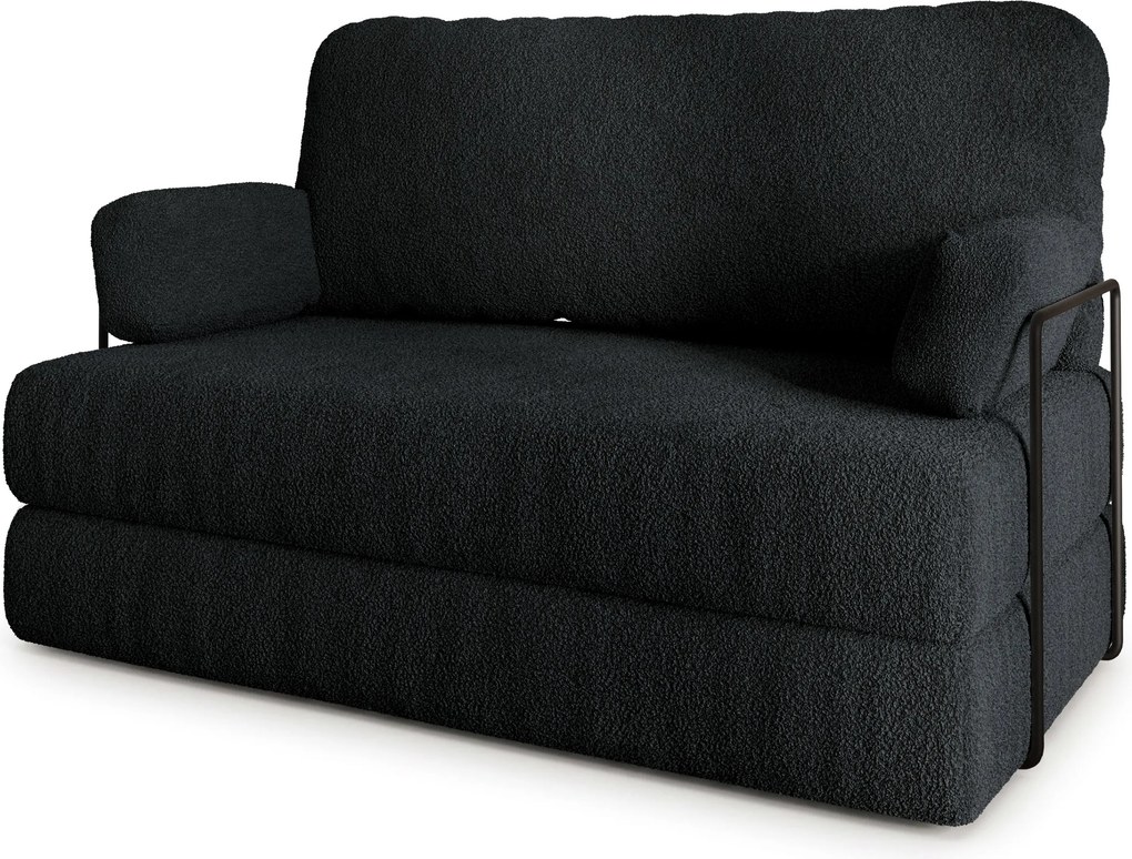 Masseno Sofa piankowa KESTE z funkcją spania, Kanapa z pianki do salonu, Bezmontażowa, Tkanina bucle – Czarny QUELLE 100