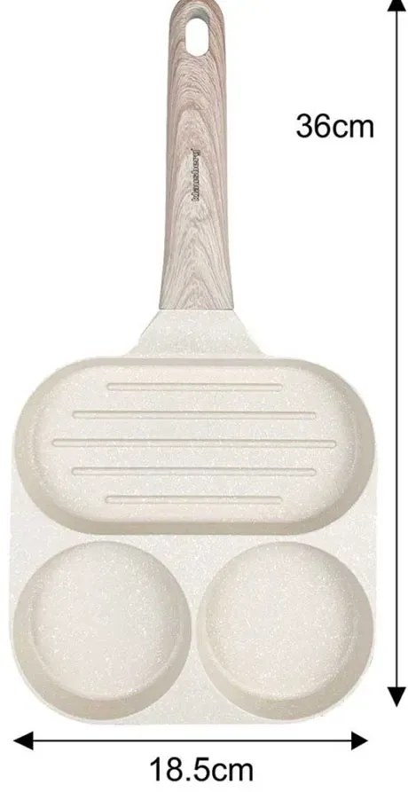 Kremowa 3 komorowa patelnia do smażenia jajek C6-C65