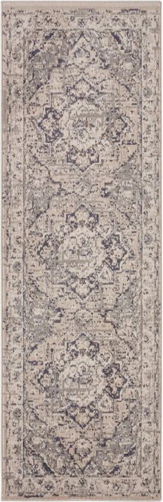 Dywan Terrain designerski Orientalny Ornament Piaskowy Kremowo Szary z krótkim włosiem 80 cm x 200 cm Certyfikat Oeko-Tex