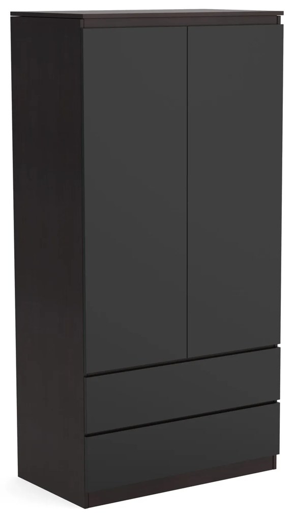 Szafa 90cm Garderoba z 2 szufladami i wieszakiem LUNA Wenge/Antracyt