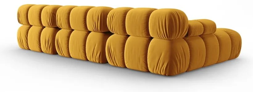 Żółta aksamitna sofa 285 cm Bellis – Micadoni Home